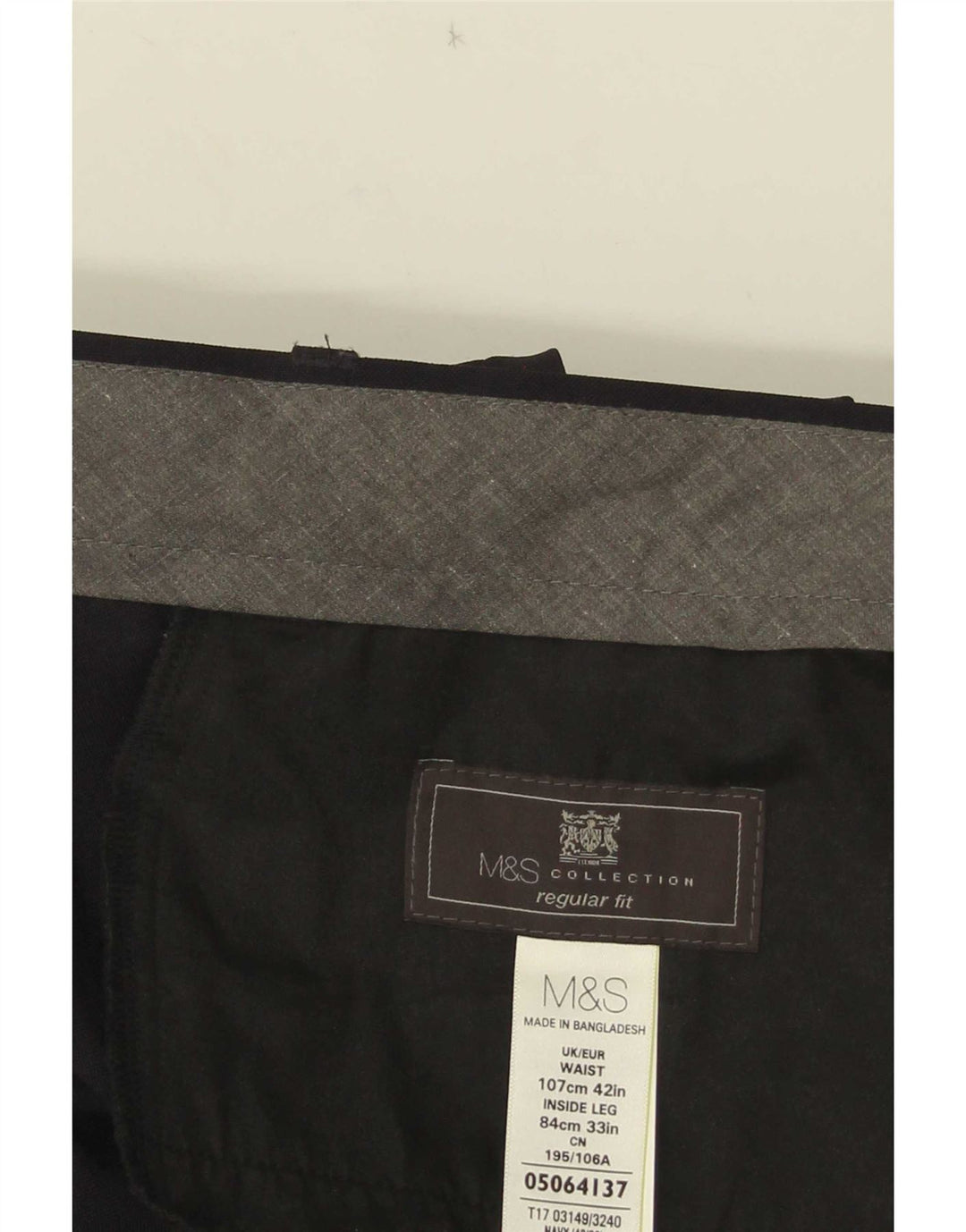 Marks & Spencer Pantaloni de costum pentru bărbați, drepti, cu croiala normală, L42 L29, negri