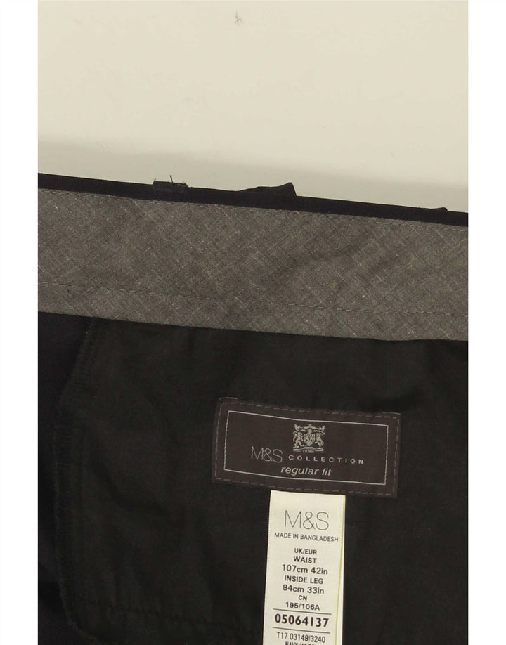 Marks & Spencer Pantaloni de costum pentru bărbați, drepti, cu croiala normală, L42 L29, negri
