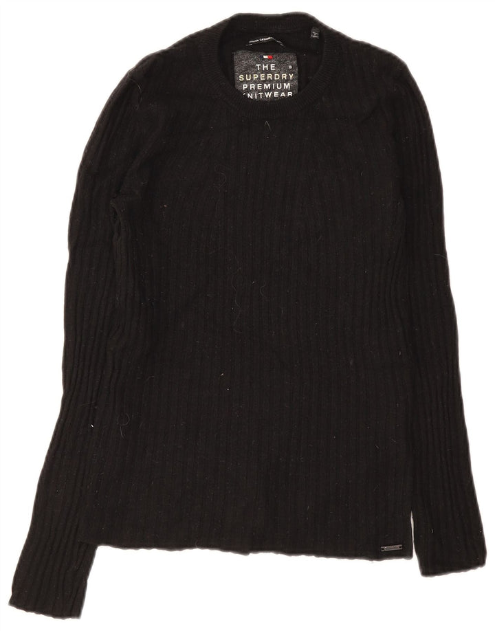 Pulover Superdry pentru femei cu decolteu triplu UK 8, lână neagră mică