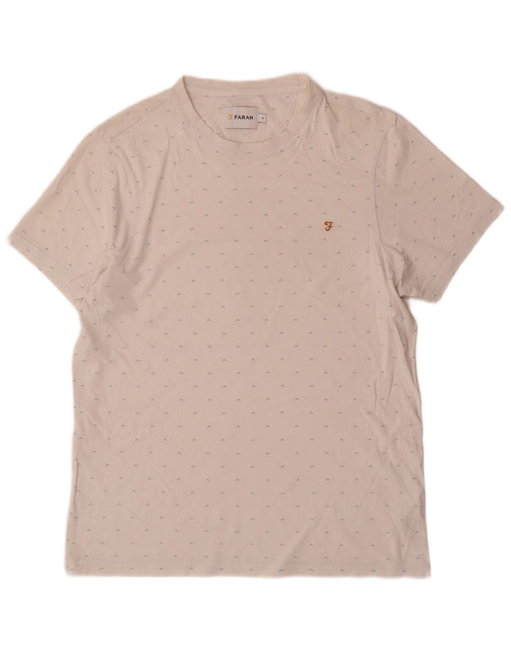 Tricou Farah pentru bărbați cu model abstract Top din bumbac alb mediu