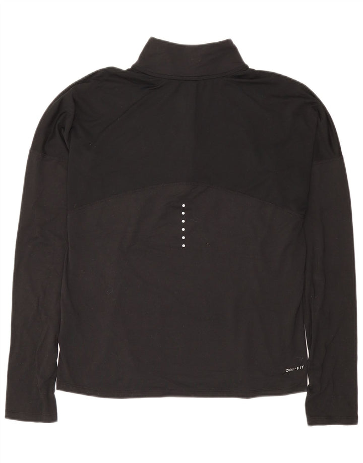 Top de trening NIKE Dri Fit, cu fermoar și gât, pentru femei, UK 10, negru