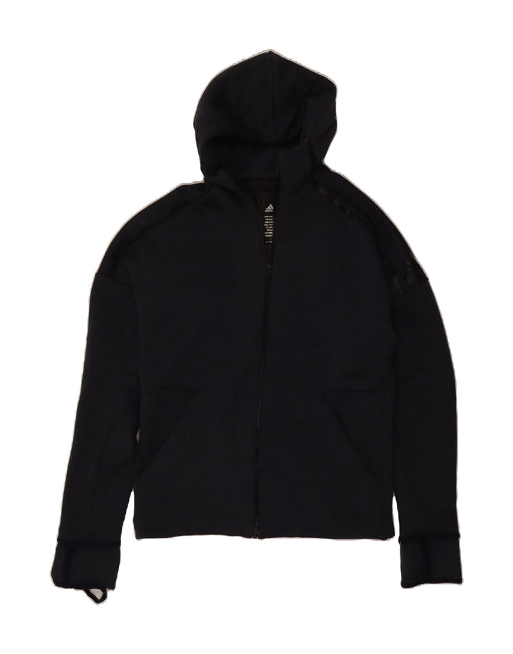 ADIDAS Mens Zip Hoodie Sweater Medium Navy Blue Polyester Vintage Adidas and Second-Hand Adidas from Messina Hembry 