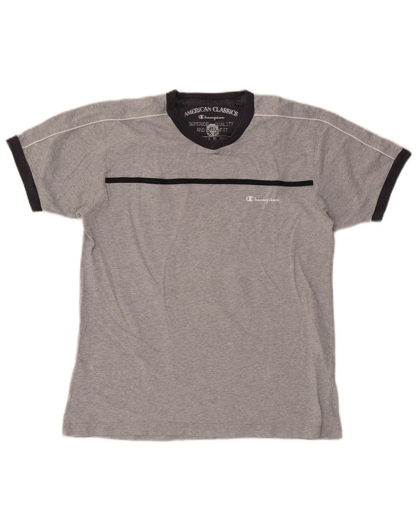 Champion Mens T-Shirt Top Medium Grey Colourblock