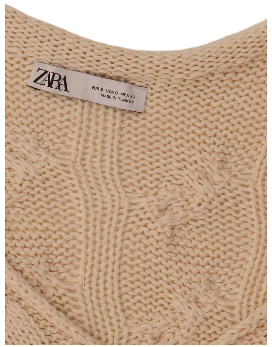 Pulover oversized cu decolteu în V Zara pentru femei UK 10 Small Off White