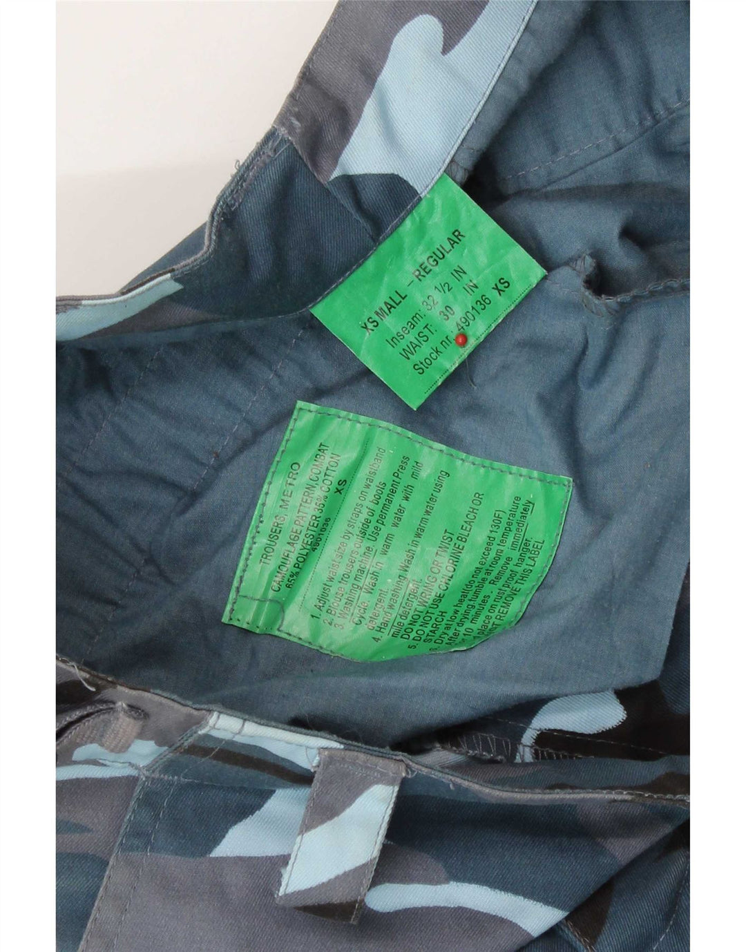 Pantaloni cargo vintage pentru bărbați, cu tăiere obișnuită, L30 L32, poliester de camuflaj albastru