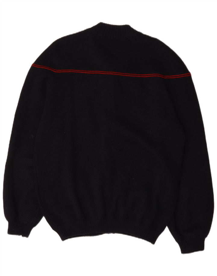 Cardigan Vintage pentru bărbați cu fermoar complet, mare, bleumarin, cu dungi