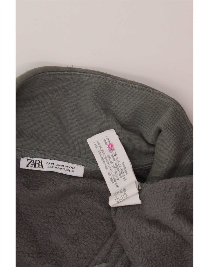 Pulover pentru bărbați Zara, cu fermoar, cu gât, bumbac, gri mediu