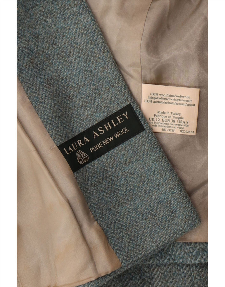 LAURA ASHLEY Jachetă Blazer Crop 3 Buttons pentru femei UK 12 Lână albastră medie
