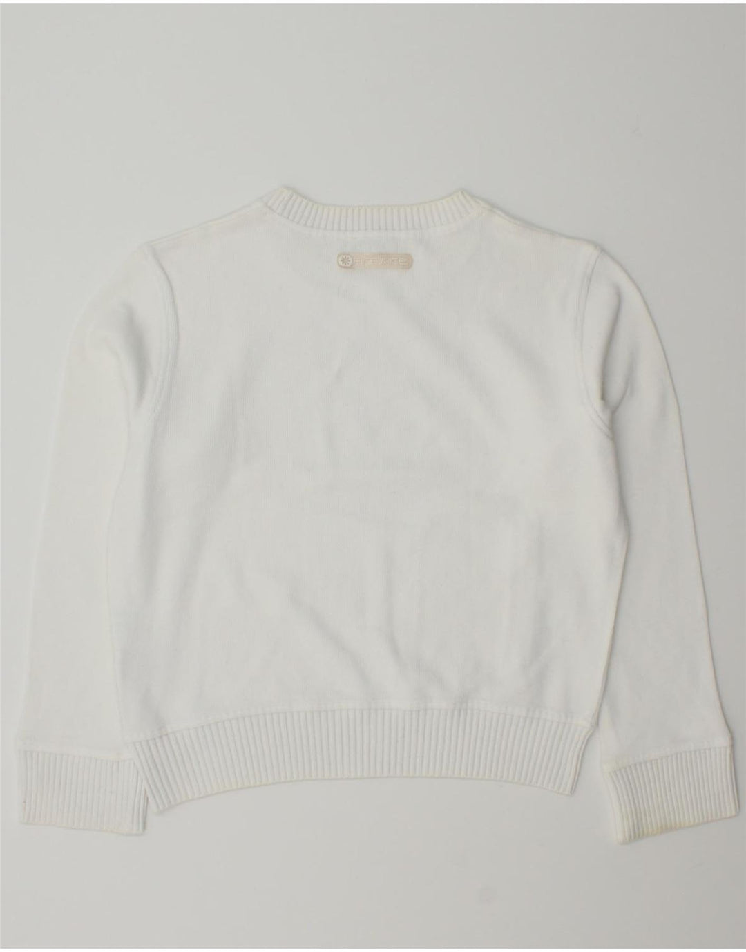 FIRE AND ICE Womens Crew Neck Jumper Sweater UK 14 Medium White Cotton Vintage Fire and Ice and Second-Hand Fire and Ice from Messina Hembry 