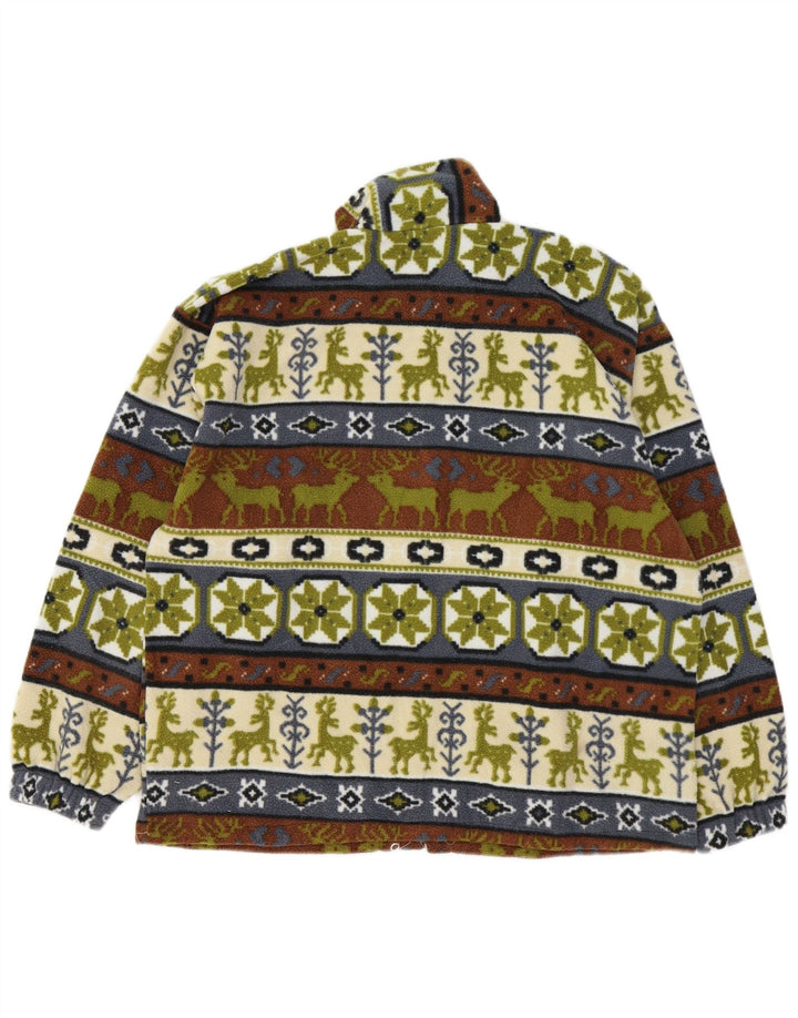 Pulover din lână vintage pentru bărbați, cu fermoar și gât, mijlociu, multicolor, Fair Isle