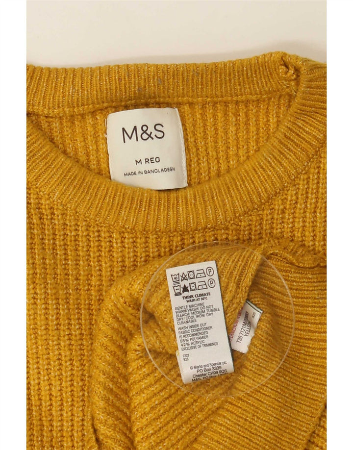 Pulover pentru bărbați Marks & Spencer, cu gât crew, din poliamidă galbenă medie