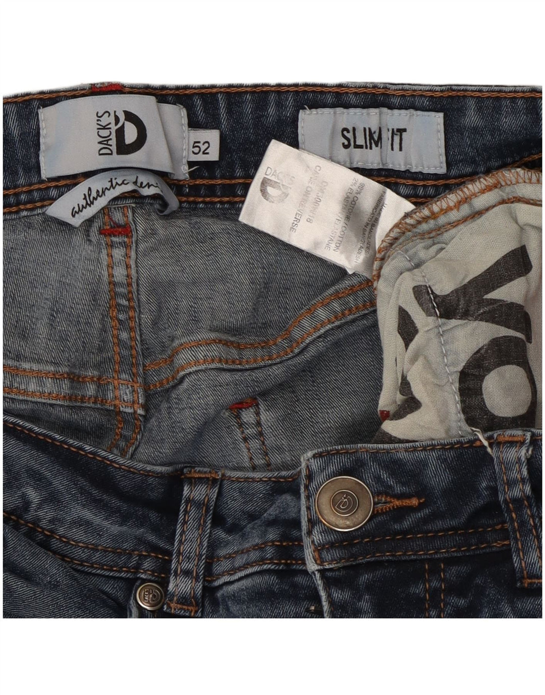 Blugi subțiri pentru bărbați Dack's IT 52 XL W36 L30 Bumbac albastru