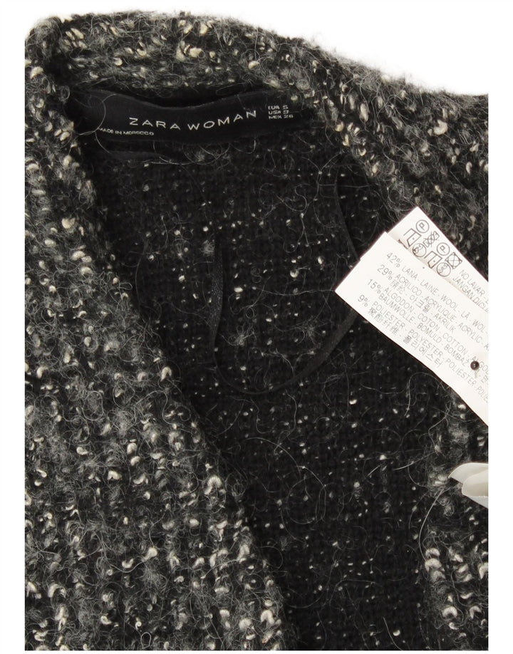 Pulover cardigan deschis supradimensionat pentru femei Zara UK 10 Lână mică, gri cu pete