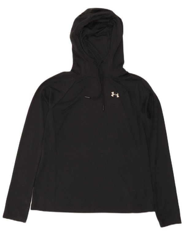 Under Armour Womens Heat Gear Hooded Top Long Sleeve UK 14 Medium Black