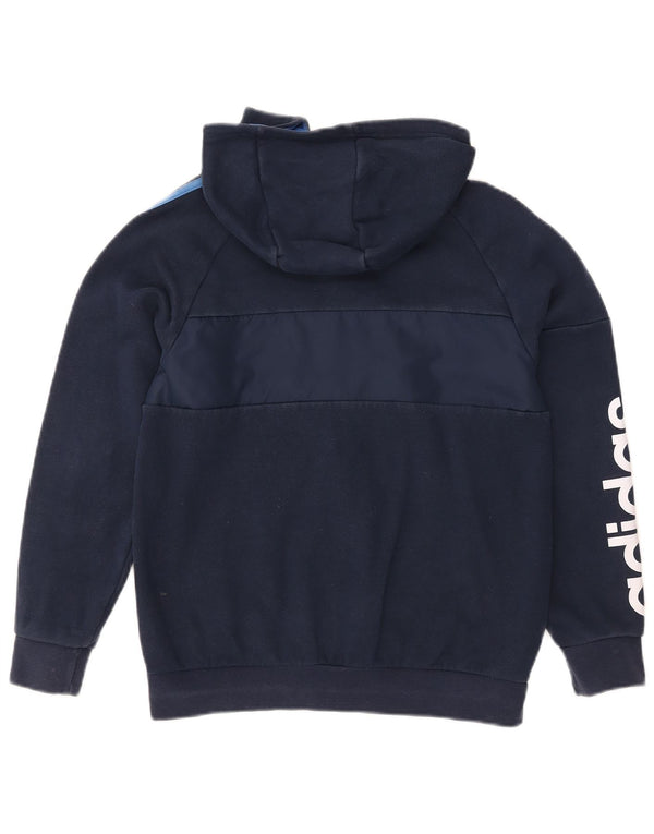 Pulover cu glugă cu fermoar grafic ADIDAS pentru băieți 12-13 ani, albastru bleumarin, color block