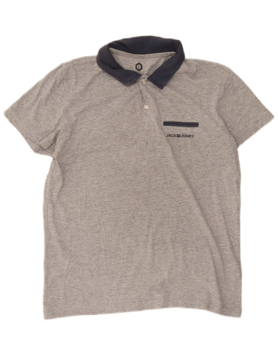 Tricou polo Jack & Jones pentru bărbați, bumbac color bloc, gri mediu