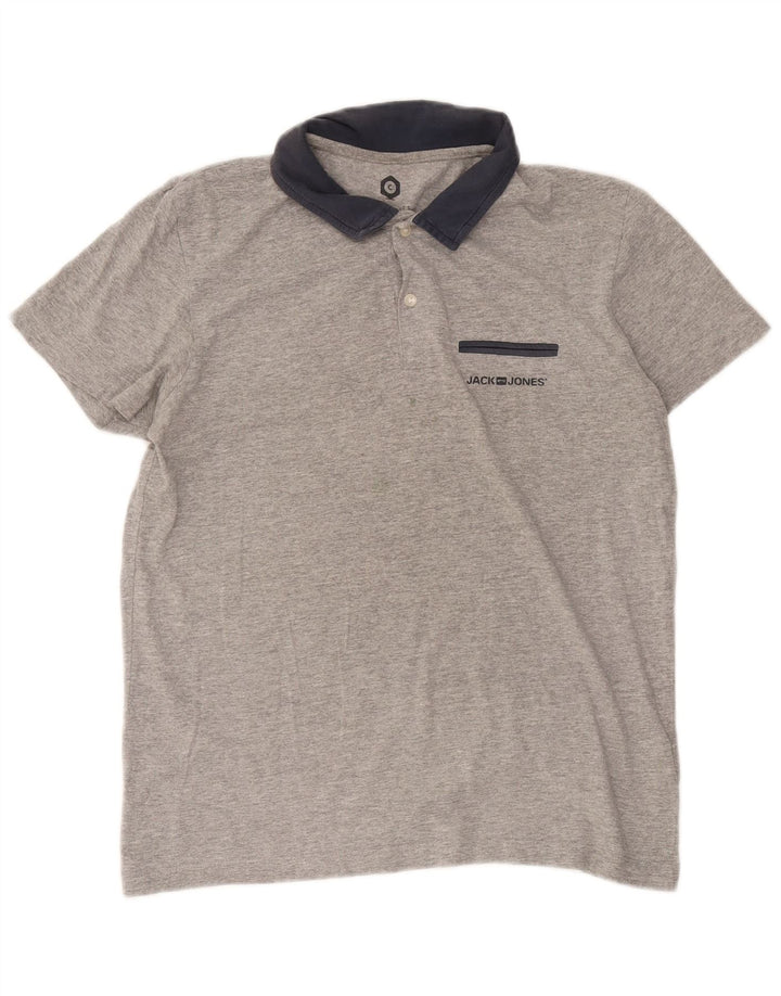 Tricou polo Jack & Jones pentru bărbați, bumbac color bloc, gri mediu