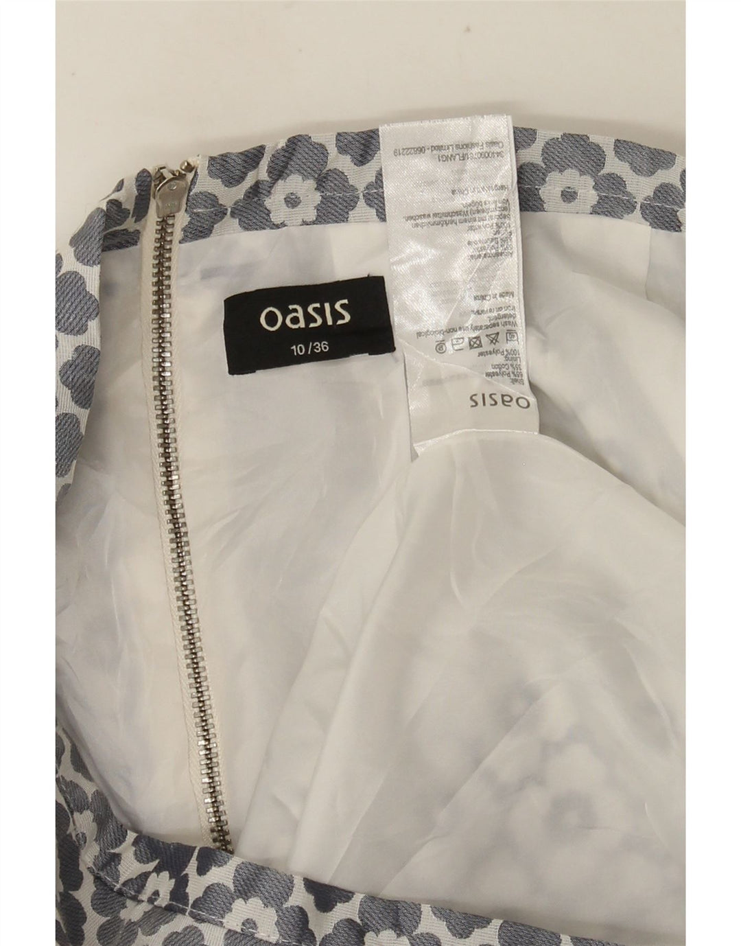 Fusta mini pentru femei Oasis UK 10 Small W28 Gri Floral Poliester