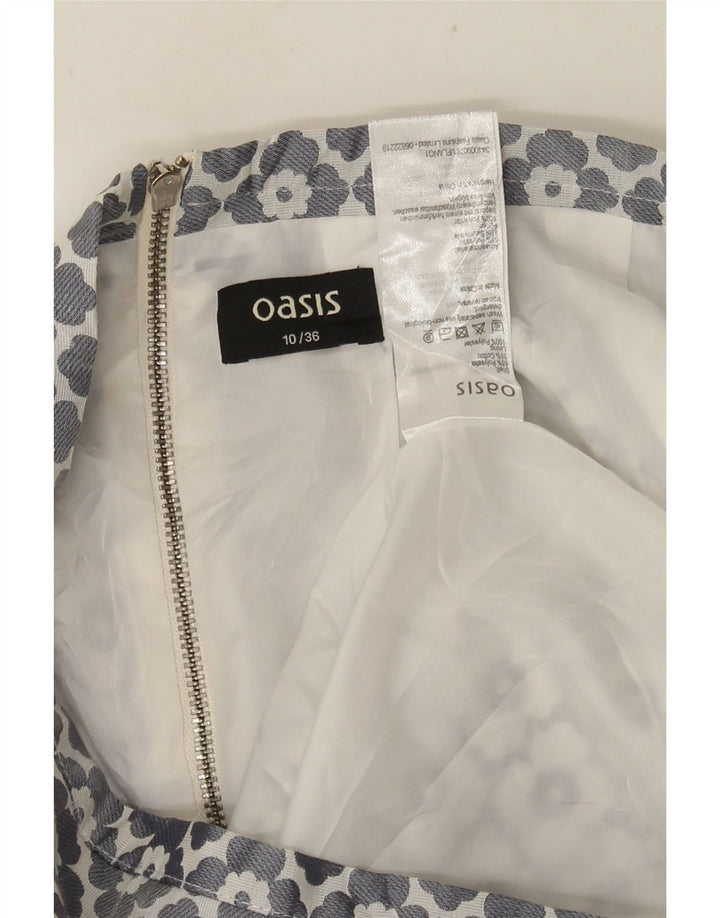 Fusta mini pentru femei Oasis UK 10 Small W28 Gri Floral Poliester