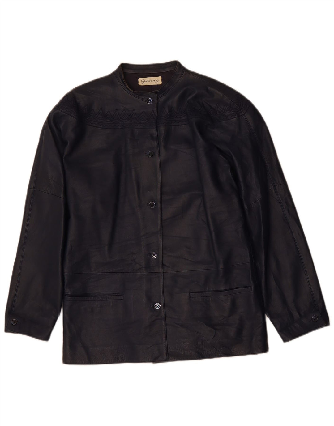 Jachetă de piele supradimensionată pentru femei GENNY EU 34 XS bleumarin