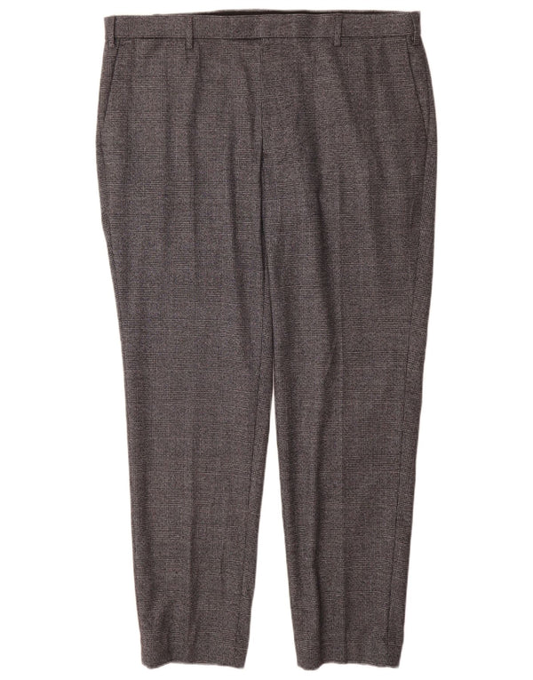 Marks & Spencer Pantaloni de costum drepți croiți pentru bărbați L40 L31 gri check