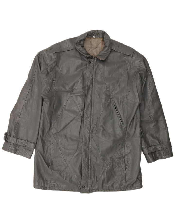 Geaca de piele vintage pentru barbati IT 52 XL din piele gri