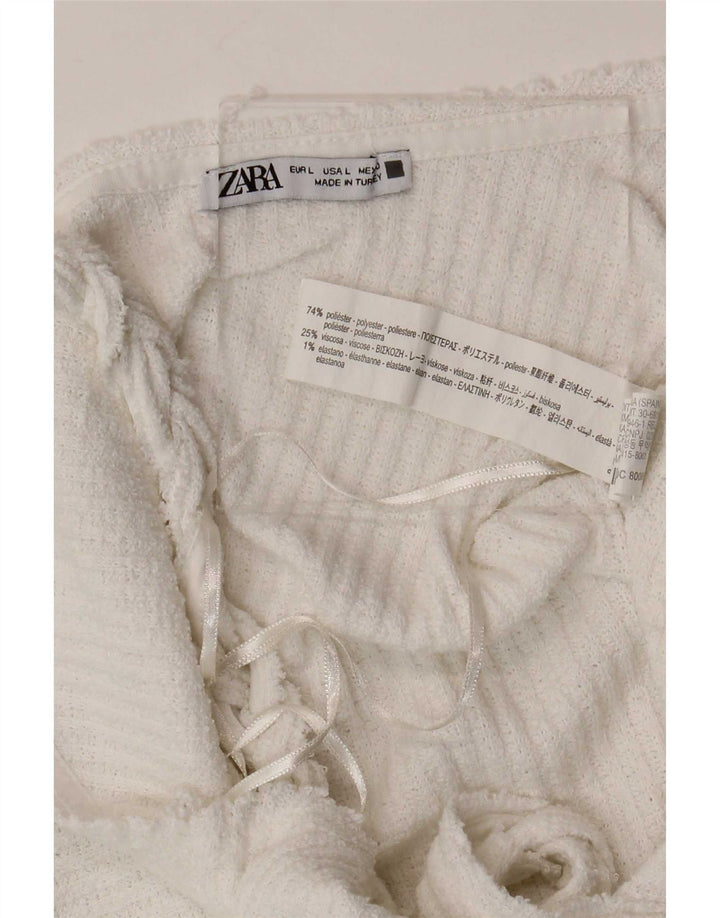 Rochie fără mâneci pentru femei Zara UK 14 Poliester alb mare