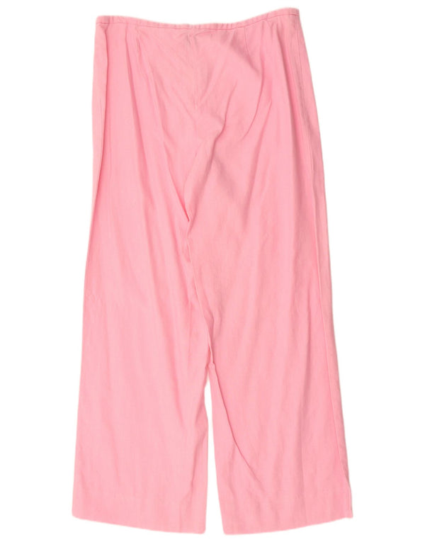 Pantaloni casual pentru femei cu talie înaltă Olsen cu picioare largi UK 16 mare W34 L31 roz