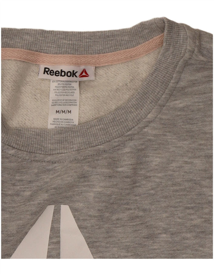 Pulover Reebok pentru damă, cu grafică, UK 14, gri mediu, bloc de culoare