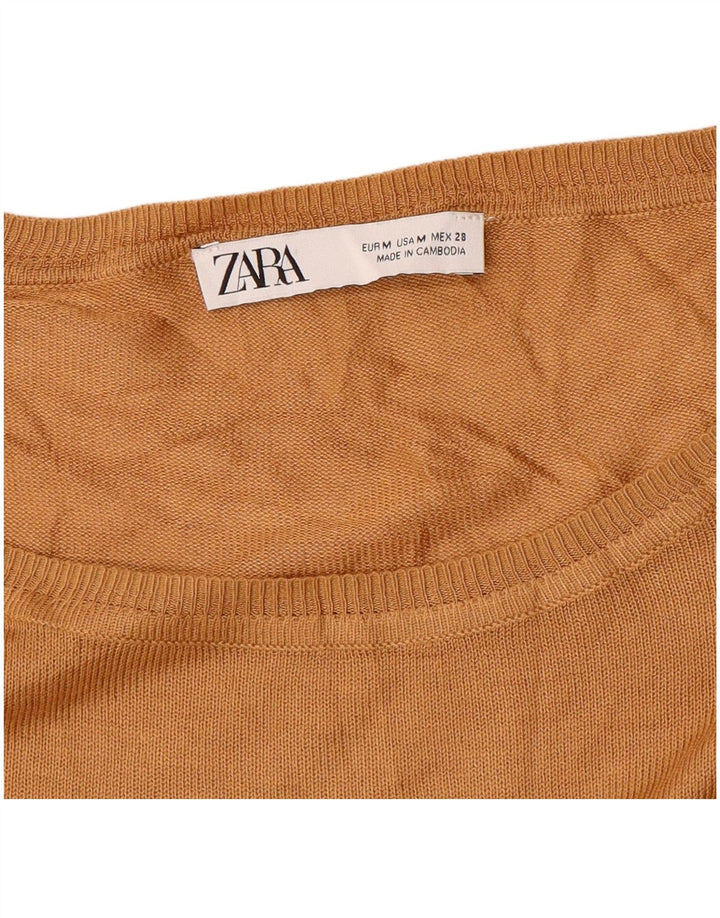 Pulover supradimensionat pentru femei Zara, cu gât de barcă, UK 14, galben mediu