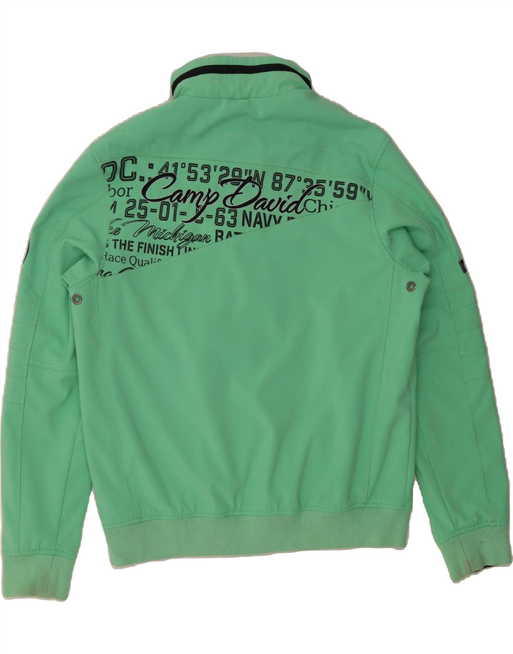 CAMP DAVID Mens Graphic Hooded Bomber Jacket UK 40 Large Green Vintage Camp David and Second-Hand Camp David from Messina Hembry 