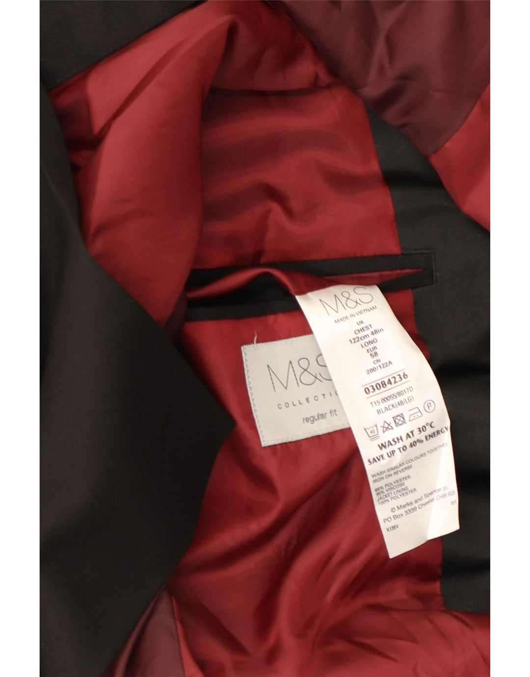 MARKS & SPENCER Jachetă pentru bărbați, lungă și regulată, IT 58 4XL Negru