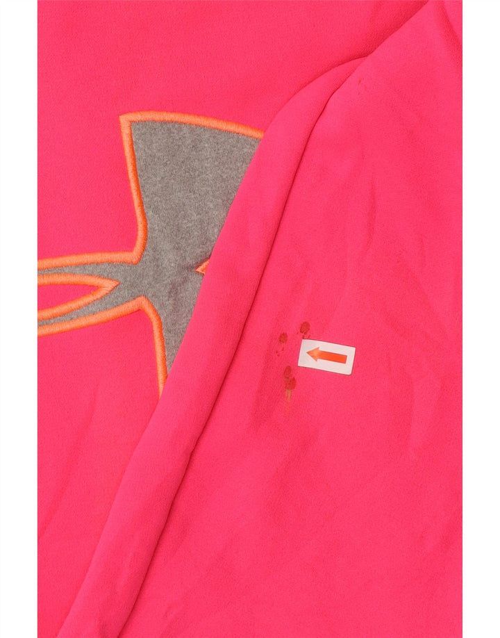 UNDER ARMOUR Womens Graphic Hoodie Jumper UK 14 Medium Pink Polyester Vintage Under Armour and Second-Hand Under Armour from Messina Hembry 