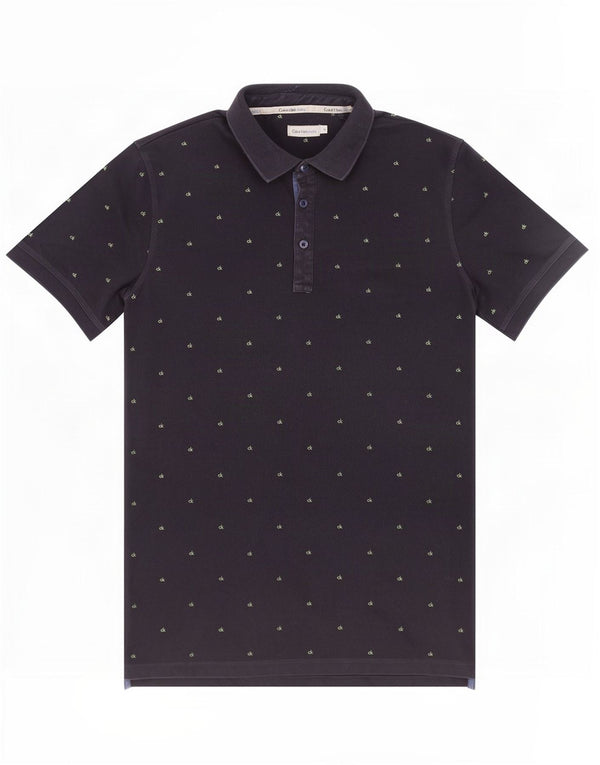 Calvin Klein Jeans Mens Graphic Polo Shirt Medium Navy Blue Spotted Cotton