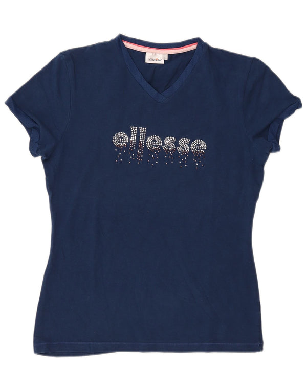 Tricou cu grafic ELLESSE pentru femei Top UK 14 mare bumbac bleumarin
