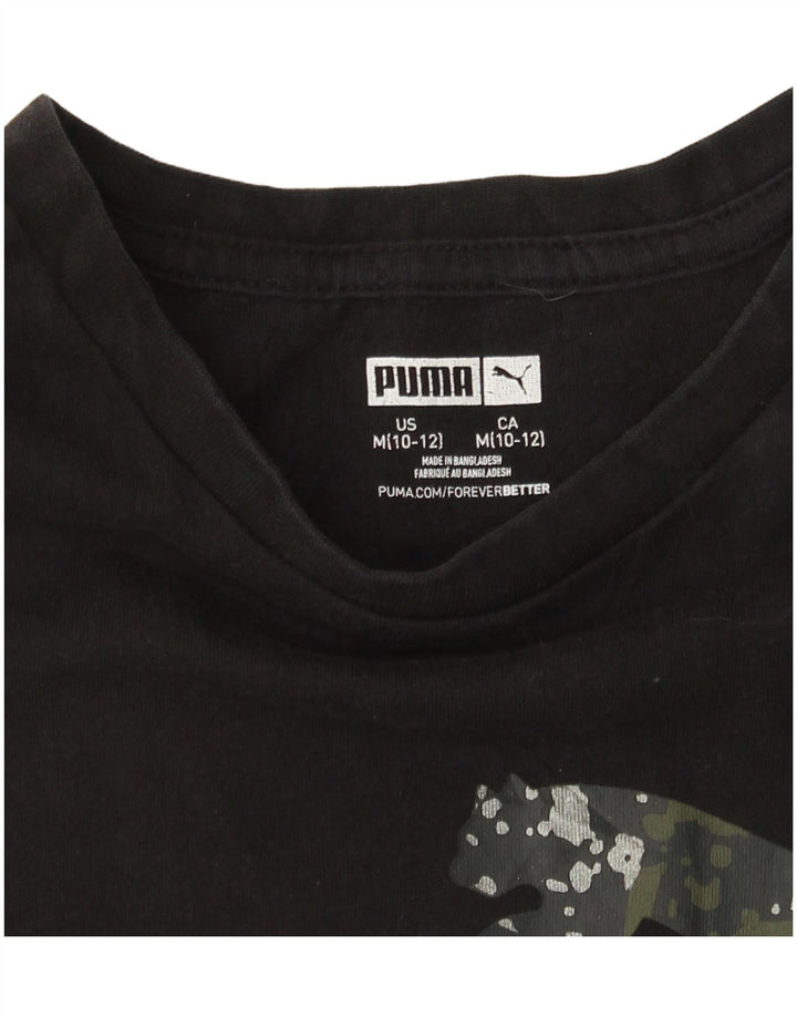 Tricou grafic PUMA fete Top 10-11 ani mediu negru