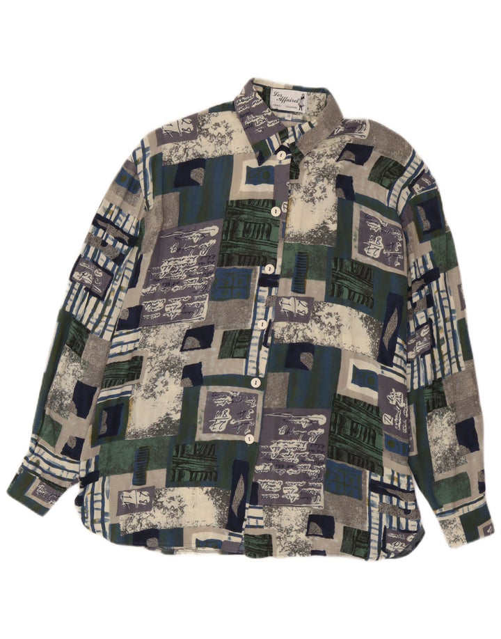 Bluză Vintage Cămașă Grafică pentru Damă EU 38 Medium Multicolor Patchwork
