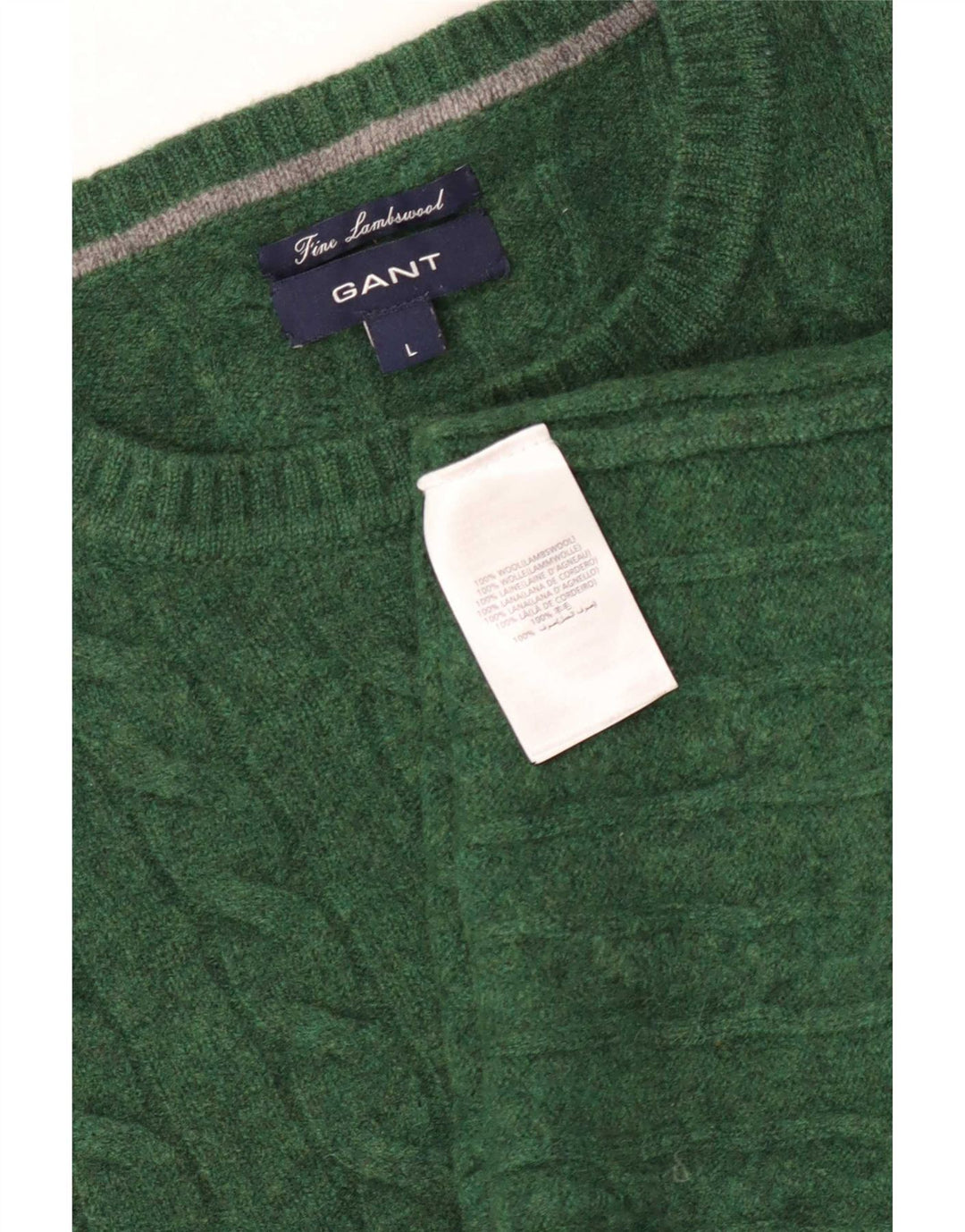 Gant Pulover pentru bărbați cu gât de barcă, lână de miel verde mare
