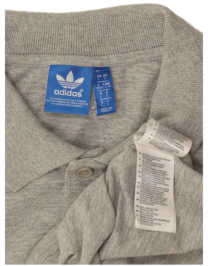 Tricou polo pentru bărbați Adidas, mare, gri, bumbac