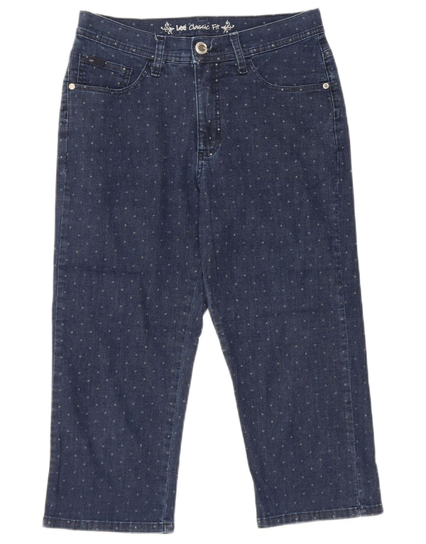 Blugi Capri pentru femei LEE, cu ajustare clasică, US 6 Medium W28 L19 Bleumarin cu pete