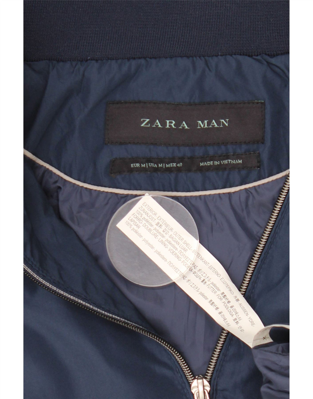 Bomber cu glugă pentru bărbați Zara UK 38 Poliester mediu albastru bleumarin
