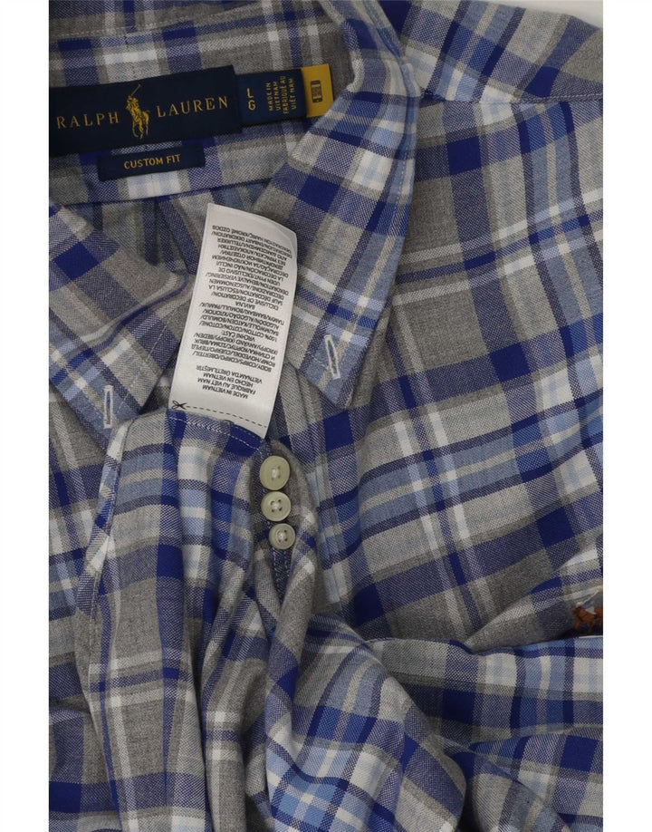 Cămașă personalizată pentru bărbați Ralph Lauren, bumbac cu carouri, gri mare