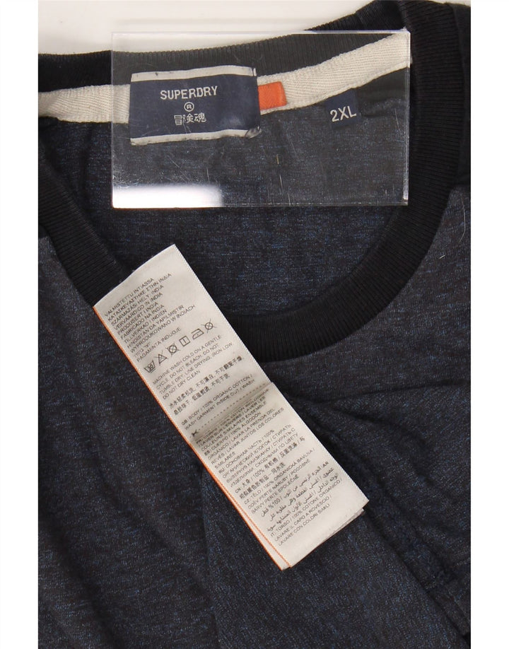 SUPERDRY Tricou Bărbați Top 2XL Bleumarin Bumbac Colorblock