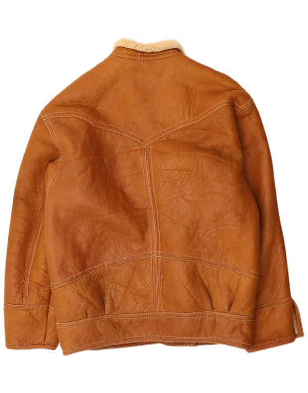 Jachetă vintage pentru bărbați din shearling UK 42 XL maro din shearling