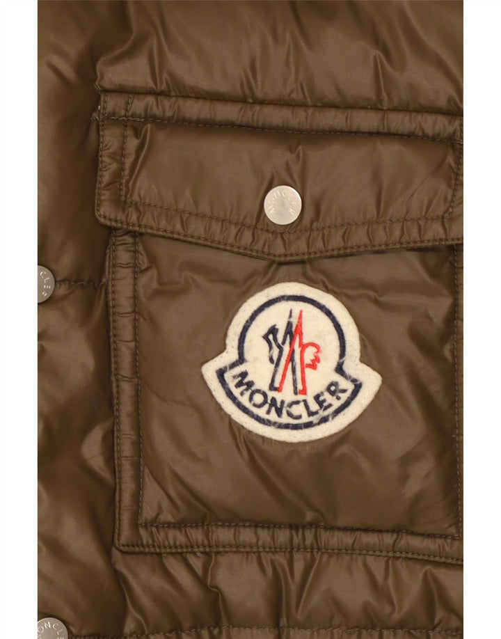 Jachetă căptușită cu glugă grafic Moncler pentru bărbați Mărimea 5 2XL Kaki Poliamidă