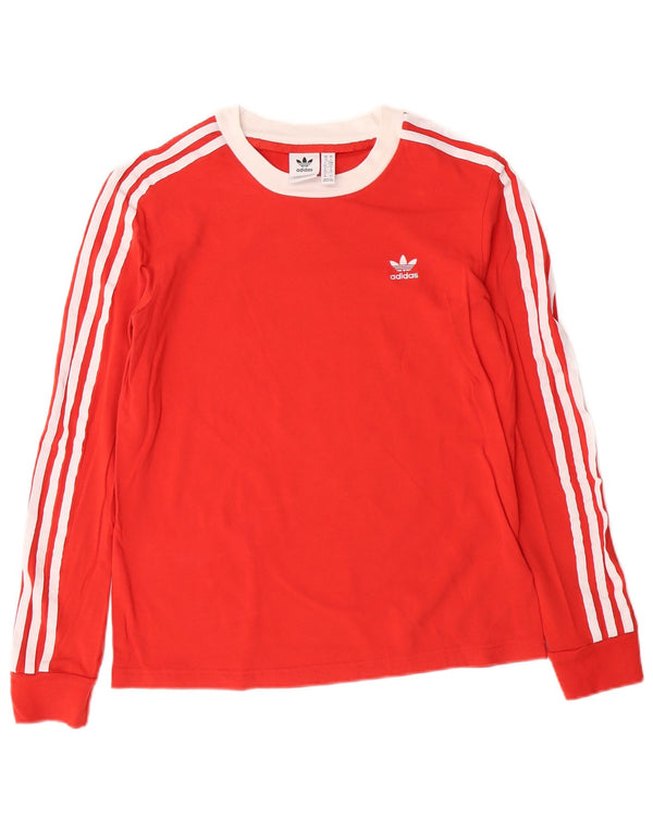 Top pentru femei Adidas cu mânecă lungă UK 10, bumbac cu dungi roșii mici