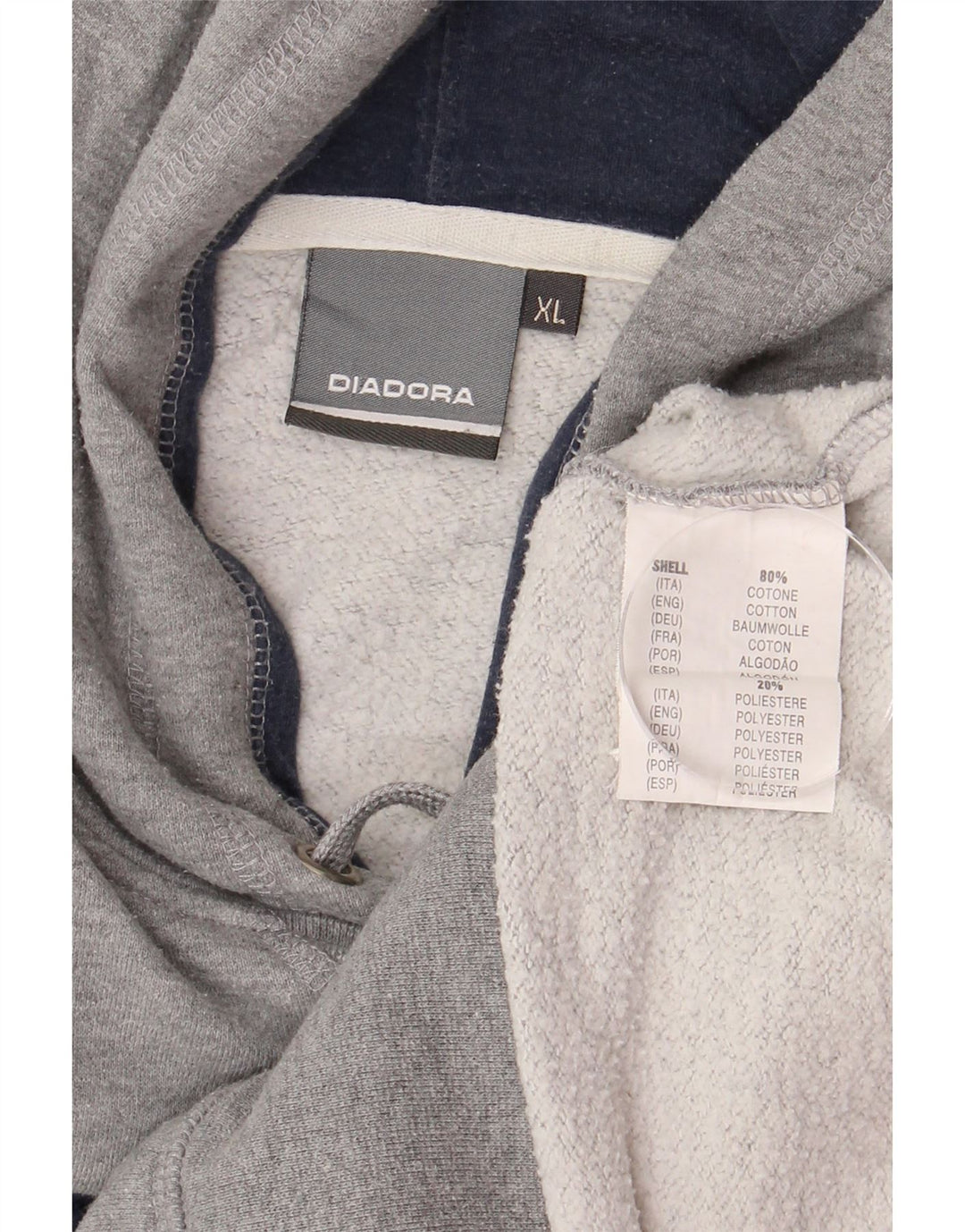 Pulover Diadora pentru bărbați cu capota XL, gri bumbac