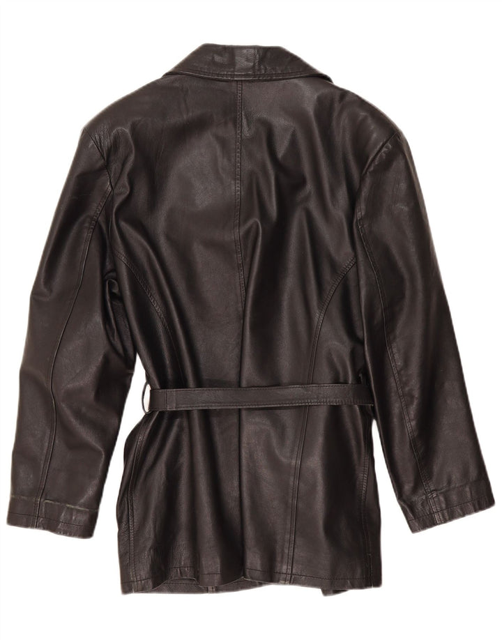 Jachetă de piele vintage pentru femei UK 14 Medium Black Leather