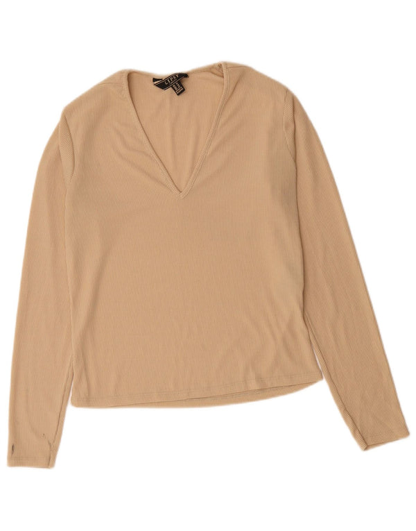 Top pentru femei Lipsy cu mânecă lungă UK 14 Medium Bej Poliester
