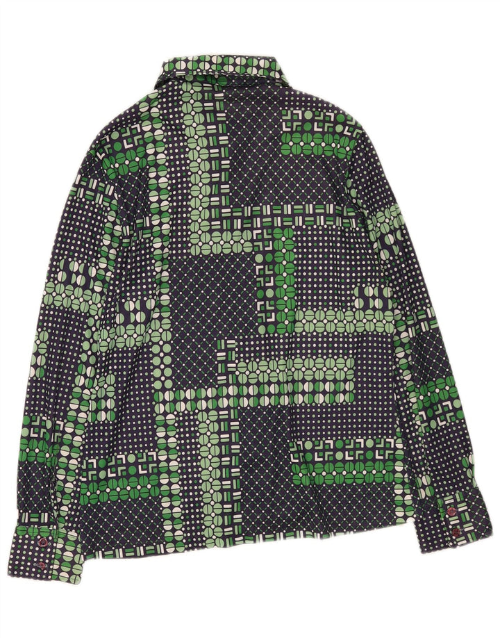 Cămașă Vintage pentru femei UK 14 Medium Green Geometric